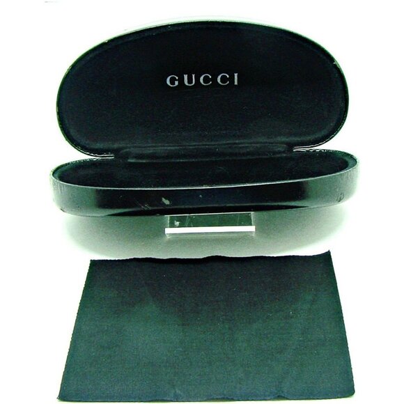 Gucci Sunglasses Hard Clam Shell Eye Glasses Case Black Embossed Logo M/L Size - Picture 4 of 12